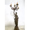 ANTICA LAMPADA BRONZO LIBERTY CANDELABRO 5 LUCI STATUA DIANA CACCIATRICE 82 cm/h