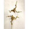 COPPIA CANDELABRO ROCAILLE PORTACANDELE  3 BRACCI BRONZO DORATO PATINA 40 cm/h