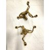 COPPIA CANDELABRO ROCAILLE PORTACANDELE  3 BRACCI BRONZO DORATO PATINA 40 cm/h