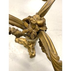 COPPIA CANDELABRO ROCAILLE PORTACANDELE  3 BRACCI BRONZO DORATO PATINA 40 cm/h