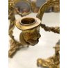 COPPIA CANDELABRO ROCAILLE PORTACANDELE  3 BRACCI BRONZO DORATO PATINA 40 cm/h