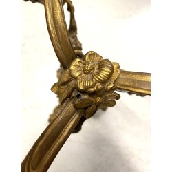 COPPIA CANDELABRO ROCAILLE PORTACANDELE  3 BRACCI BRONZO DORATO PATINA 40 cm/h
