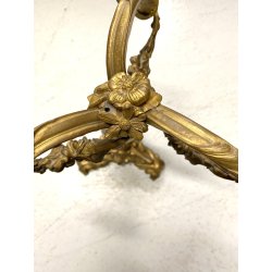 COPPIA CANDELABRO ROCAILLE PORTACANDELE  3 BRACCI BRONZO DORATO PATINA 40 cm/h
