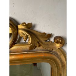 ANTICA GRANDE SPECCHIERA CORNICE BAROCCA LEGNO DORATO FOGLIA ORO 1800 CAMINIERA