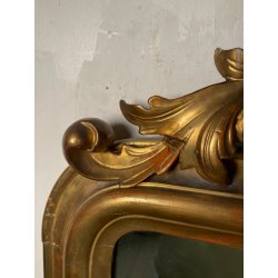 ANTICA GRANDE SPECCHIERA CORNICE BAROCCA LEGNO DORATO FOGLIA ORO 1800 CAMINIERA
