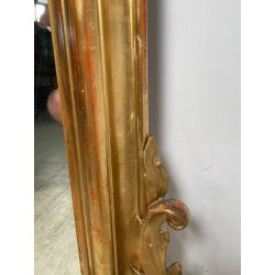 ANTICA GRANDE SPECCHIERA CORNICE BAROCCA LEGNO DORATO FOGLIA ORO 1800 CAMINIERA