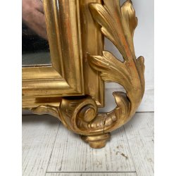 ANTICA GRANDE SPECCHIERA CORNICE BAROCCA LEGNO DORATO FOGLIA ORO 1800 CAMINIERA
