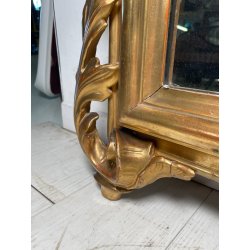 ANTICA GRANDE SPECCHIERA CORNICE BAROCCA LEGNO DORATO FOGLIA ORO 1800 CAMINIERA