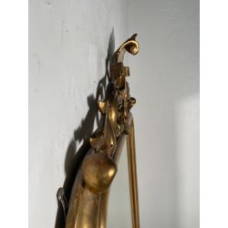 ANTICA GRANDE SPECCHIERA CORNICE BAROCCA LEGNO DORATO FOGLIA ORO 1800 CAMINIERA