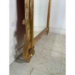 ANTICA GRANDE SPECCHIERA CORNICE BAROCCA LEGNO DORATO FOGLIA ORO 1800 CAMINIERA