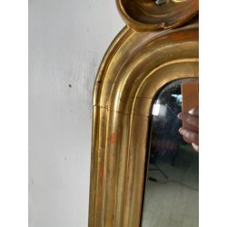 ANTICA GRANDE SPECCHIERA CORNICE BAROCCA LEGNO DORATO FOGLIA ORO 1800 CAMINIERA
