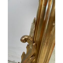 ANTICA GRANDE SPECCHIERA CORNICE BAROCCA LEGNO DORATO FOGLIA ORO 1800 CAMINIERA