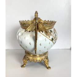 ANTICO CENTROTAVOLA VASO FRANCESE MONTATURE BRONZO DORATO STILE ECLETTICO '900