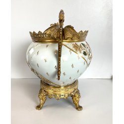 ANTICO CENTROTAVOLA VASO FRANCESE MONTATURE BRONZO DORATO STILE ECLETTICO '900