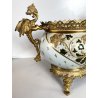 ANTICO CENTROTAVOLA VASO FRANCESE MONTATURE BRONZO DORATO STILE ECLETTICO '900