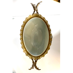 ANTICO CENTROTAVOLA VASO FRANCESE MONTATURE BRONZO DORATO STILE ECLETTICO '900