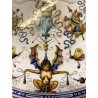 ANTICO PIATTO PARATA TERRACOTTA SMALTATA MAIOLICA DECORO GROTTESCHE ø 48 cm