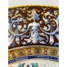 ANTICO PIATTO PARATA TERRACOTTA SMALTATA MAIOLICA DECORO GROTTESCHE ø 48 cm