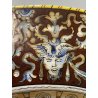 ANTICO PIATTO PARATA TERRACOTTA SMALTATA MAIOLICA DECORO GROTTESCHE ø 48 cm