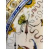 ANTICO PIATTO PARATA TERRACOTTA SMALTATA MAIOLICA DECORO GROTTESCHE ø 48 cm