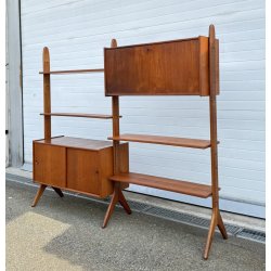 LIBRERIA VINTAGE SCAFFALE MODULARE RIPIANI DESIGN LEGNO TEAK ANNI 50/60
