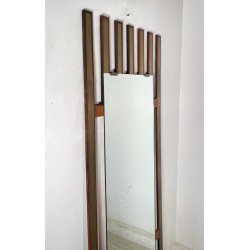 SPECCHIO PARETE DESIGN ANNI 70 SPECCHIERA MID CENTURY MIRROR TEAK OTTONE GLASS