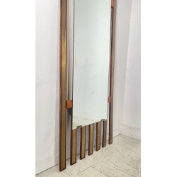 SPECCHIO PARETE DESIGN ANNI 70 SPECCHIERA MID CENTURY MIRROR TEAK OTTONE GLASS