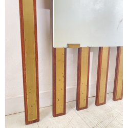 SPECCHIO PARETE DESIGN ANNI 70 SPECCHIERA MID CENTURY MIRROR TEAK OTTONE GLASS