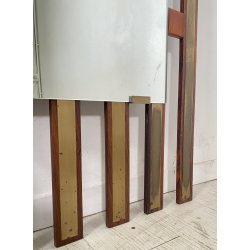 SPECCHIO PARETE DESIGN ANNI 70 SPECCHIERA MID CENTURY MIRROR TEAK OTTONE GLASS