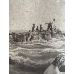 ANTICA STAMPA SCENA MITOLOGICA NUDO FEMMINILE ONDE REALISMO ROMANTICO XIX/XX sec