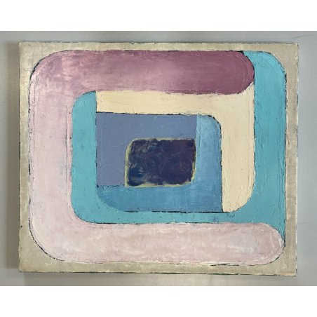 DIPINTO OLIO Zuffini Alfi COMPOSIZIONE in ROSA ASTRATTO MODERNISTA GEMETRICO '70