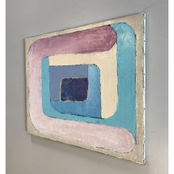DIPINTO OLIO Zuffini Alfi COMPOSIZIONE in ROSA ASTRATTO MODERNISTA GEMETRICO '70