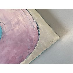 DIPINTO OLIO Zuffini Alfi COMPOSIZIONE in ROSA ASTRATTO MODERNISTA GEMETRICO '70