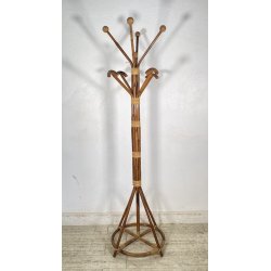APPENDIABITI DA TERRA ANNI 50 BAMBU VIMINI LEGNO MIDCENTURY ATTACCAPANNI DESIGN