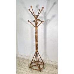 APPENDIABITI DA TERRA ANNI 50 BAMBU VIMINI LEGNO MIDCENTURY ATTACCAPANNI DESIGN