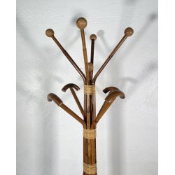 APPENDIABITI DA TERRA ANNI 50 BAMBU VIMINI LEGNO MIDCENTURY ATTACCAPANNI DESIGN