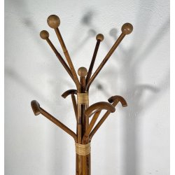 APPENDIABITI DA TERRA ANNI 50 BAMBU VIMINI LEGNO MIDCENTURY ATTACCAPANNI DESIGN