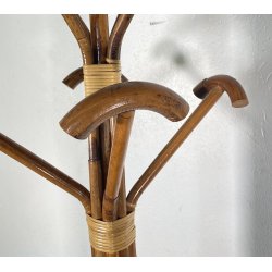 APPENDIABITI DA TERRA ANNI 50 BAMBU VIMINI LEGNO MIDCENTURY ATTACCAPANNI DESIGN