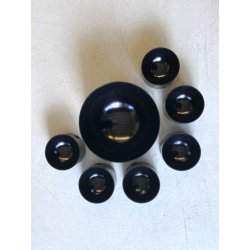 SET CIOTOLE MINIMALISTA "Tongareva" DESIGN Enzo Mari DANESE Milano 7pz NERO 1969
