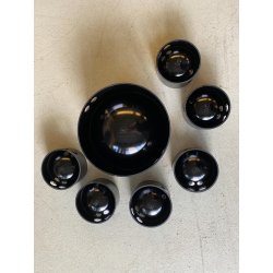 SET CIOTOLE MINIMALISTA "Tongareva" DESIGN Enzo Mari DANESE Milano 7pz NERO 1969