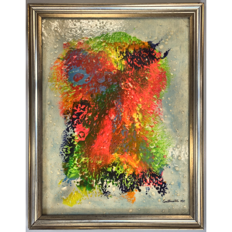 QUADRO DIPINTO TECNICA MISTA B. Contenotte COMPOSIZIONE ASTRATTA MATERICA 1975