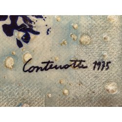 QUADRO DIPINTO TECNICA MISTA B. Contenotte COMPOSIZIONE ASTRATTA MATERICA 1975
