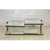 TAVOLINO SALOTTO DESIGN ANNI 70 ACCIAIO CROMATO VETRO SPECCHIATO TABLE DESIGN