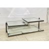TAVOLINO SALOTTO DESIGN ANNI 70 ACCIAIO CROMATO VETRO SPECCHIATO TABLE DESIGN