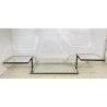 TAVOLINO SALOTTO DESIGN ANNI 70 ACCIAIO CROMATO VETRO SPECCHIATO TABLE DESIGN