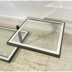 TAVOLINO SALOTTO DESIGN ANNI 70 ACCIAIO CROMATO VETRO SPECCHIATO TABLE DESIGN