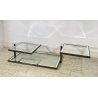 TAVOLINO SALOTTO DESIGN ANNI 70 ACCIAIO CROMATO VETRO SPECCHIATO TABLE DESIGN
