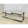 TAVOLINO SALOTTO DESIGN ANNI 70 ACCIAIO CROMATO VETRO SPECCHIATO TABLE DESIGN