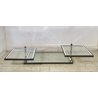 TAVOLINO SALOTTO DESIGN ANNI 70 ACCIAIO CROMATO VETRO SPECCHIATO TABLE DESIGN