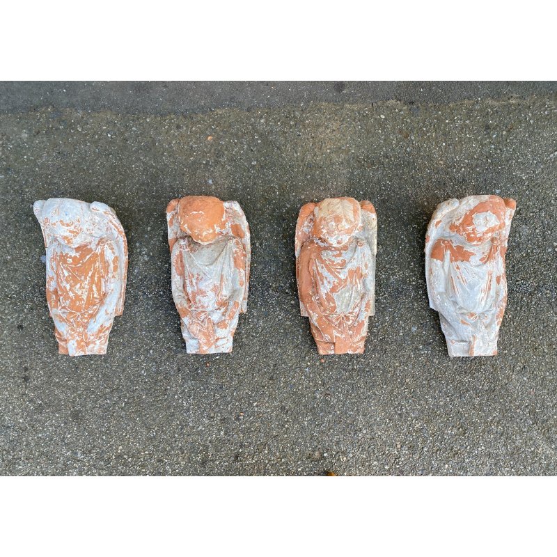 LOTTO 4 MENSOLA ARCHITETTONICA TERRACOTTA FIGURA BUSTO ANGELO PUTTO BAROCCO '800